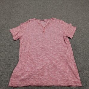 Rogue State Shirt Mens Medium Red Heather Henley Short Sleeve 3-Button Casual